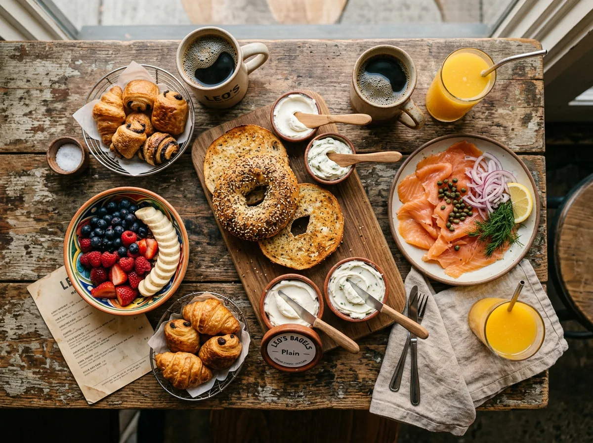 The Williamsburg Brunch Spread catering platter - bagels lox fresh fruit and pastries