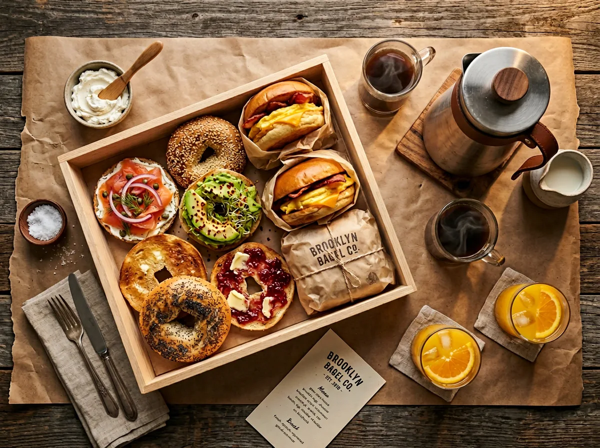 The Bedford Breakfast Box catering for Williamsburg offices with bagels and coffee