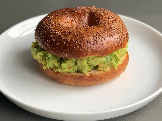 Avocado Bagel from Bagel Point in Greenpoint, Brooklyn