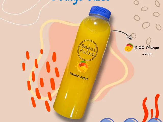 Mango Juice from Bagel Point in Greenpoint, Brooklyn