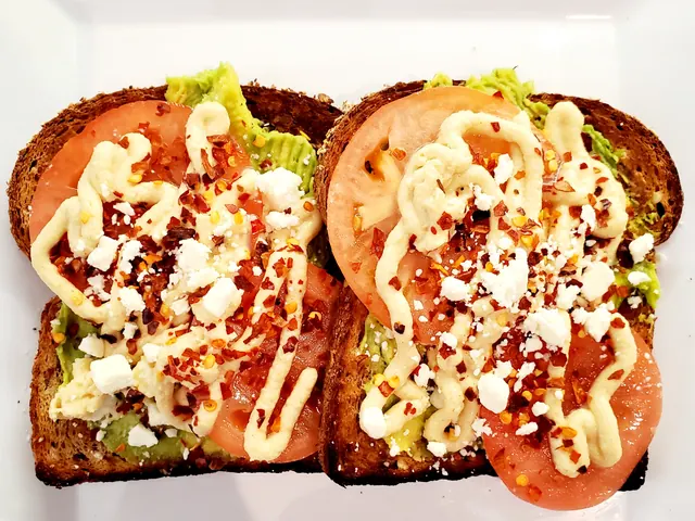 Moroccan Avocado Toast from Bagel Point in Greenpoint, Brooklyn