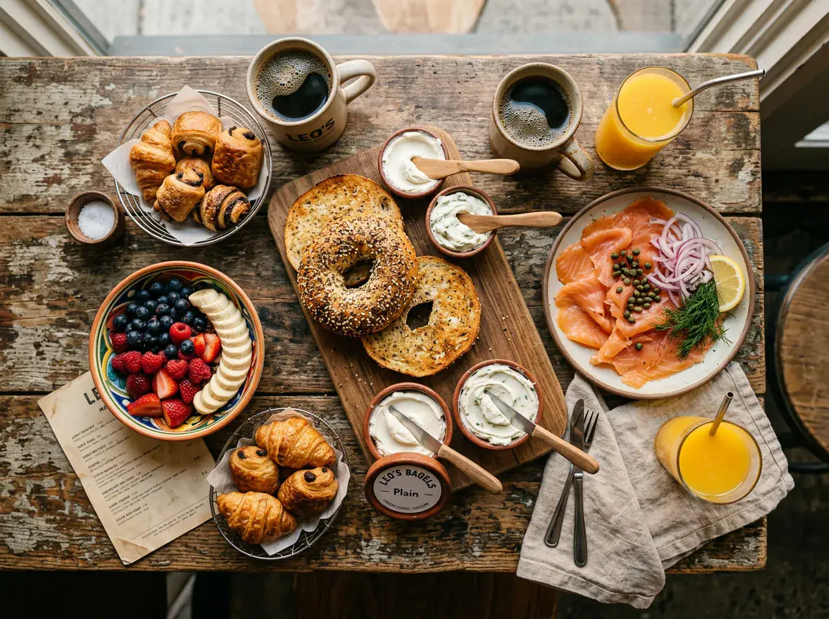 The Williamsburg Brunch Spread catering platter - bagels lox fresh fruit and pastries