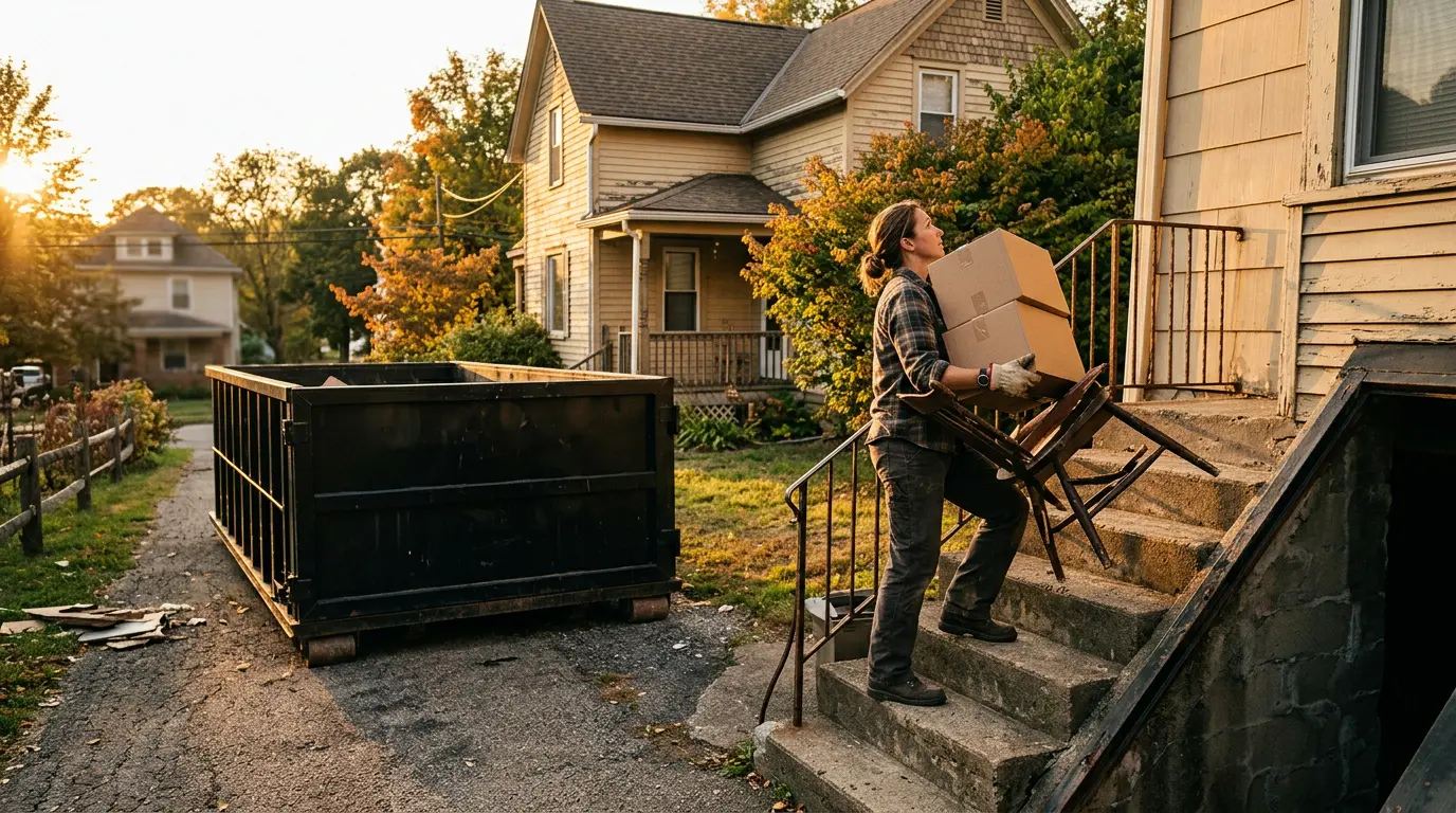 20 yard dumpster rental for a basement cleanout at an Indiana PA home