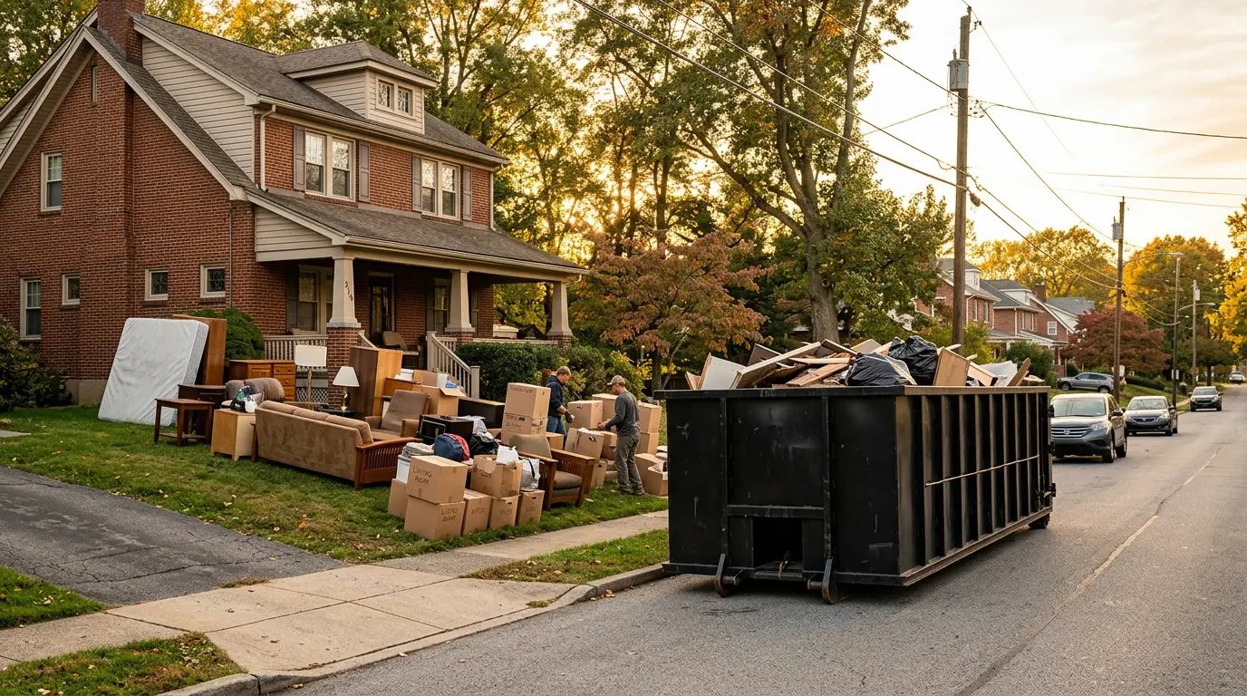 30 yard roll off dumpster at a whole house cleanout in Indiana PA