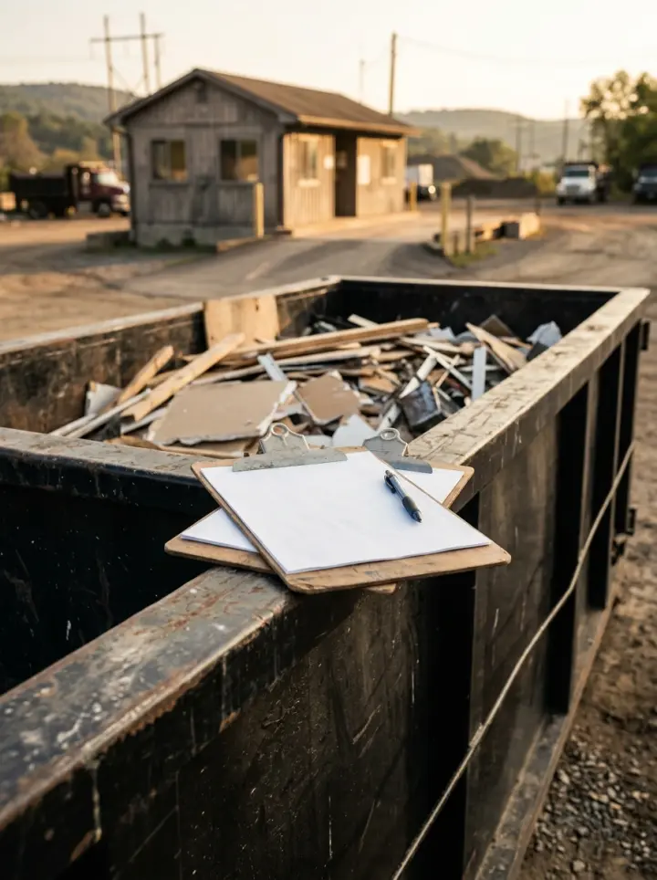 Dumpster rental prices in Indiana PA - scale ticket on a loaded roll off dumpster