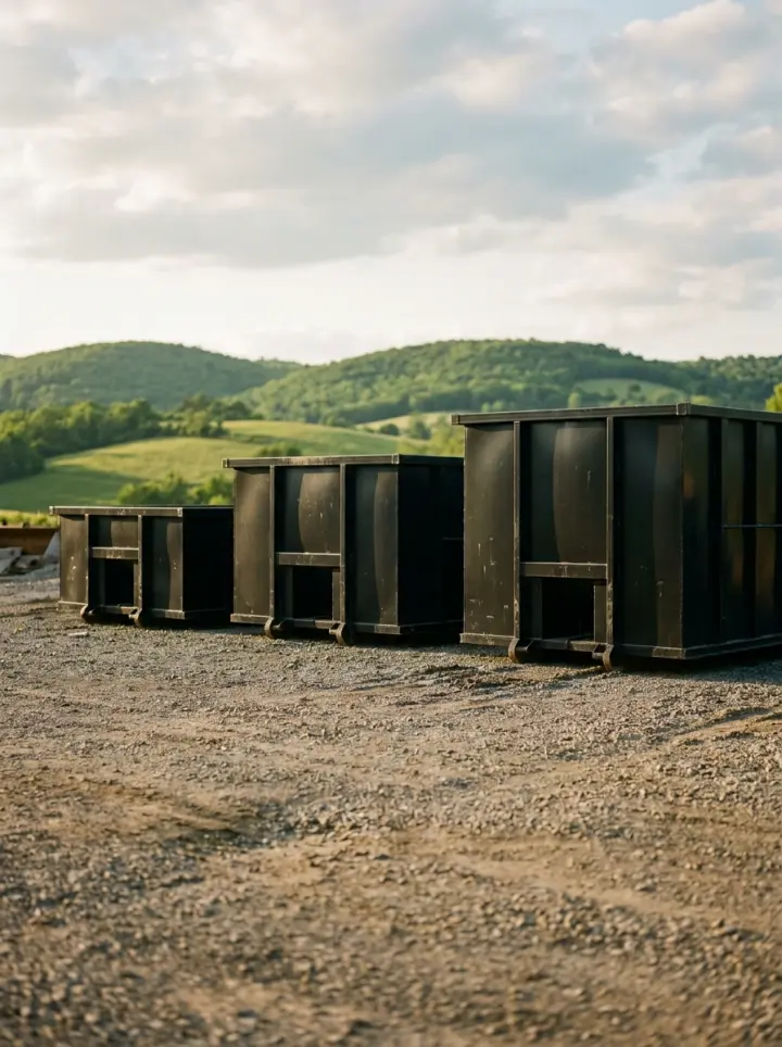 Roll off dumpster sizes in Indiana PA - three dumpsters lined up from small to large