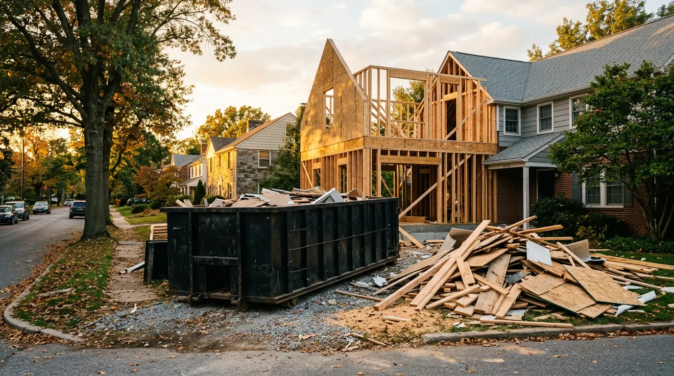 30 yard roll off dumpster at a home addition construction job in Indiana PA