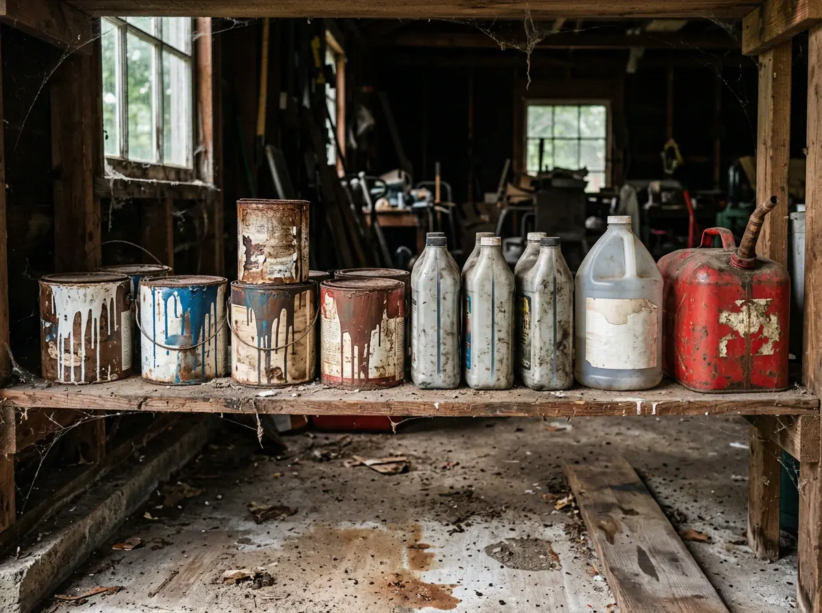 Wet paint cans, motor oil and a fuel can that cannot go in a Massachusetts dumpster