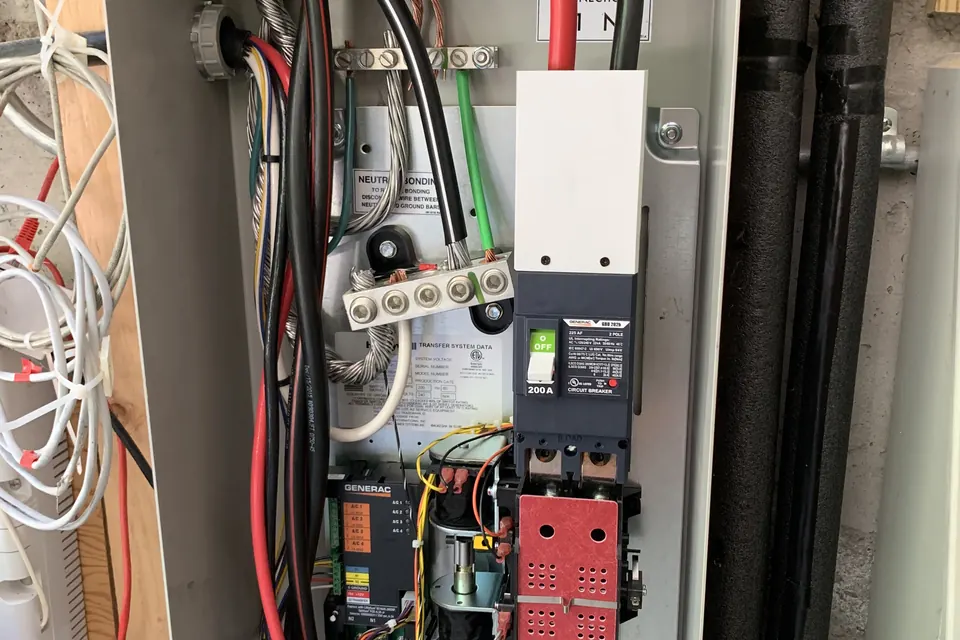 Whole home generator transfer switch installed by Gourley Electric
