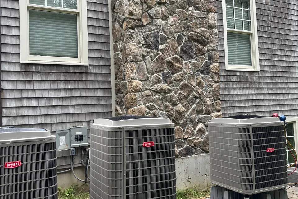 Three heat pump condensers wired by Gourley Electric near Worcester