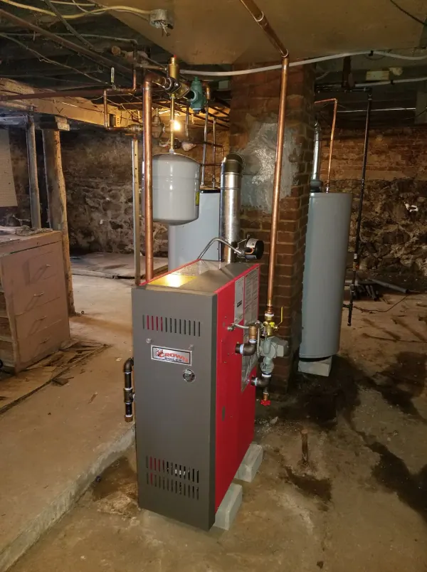 Basement boiler and water heater installation