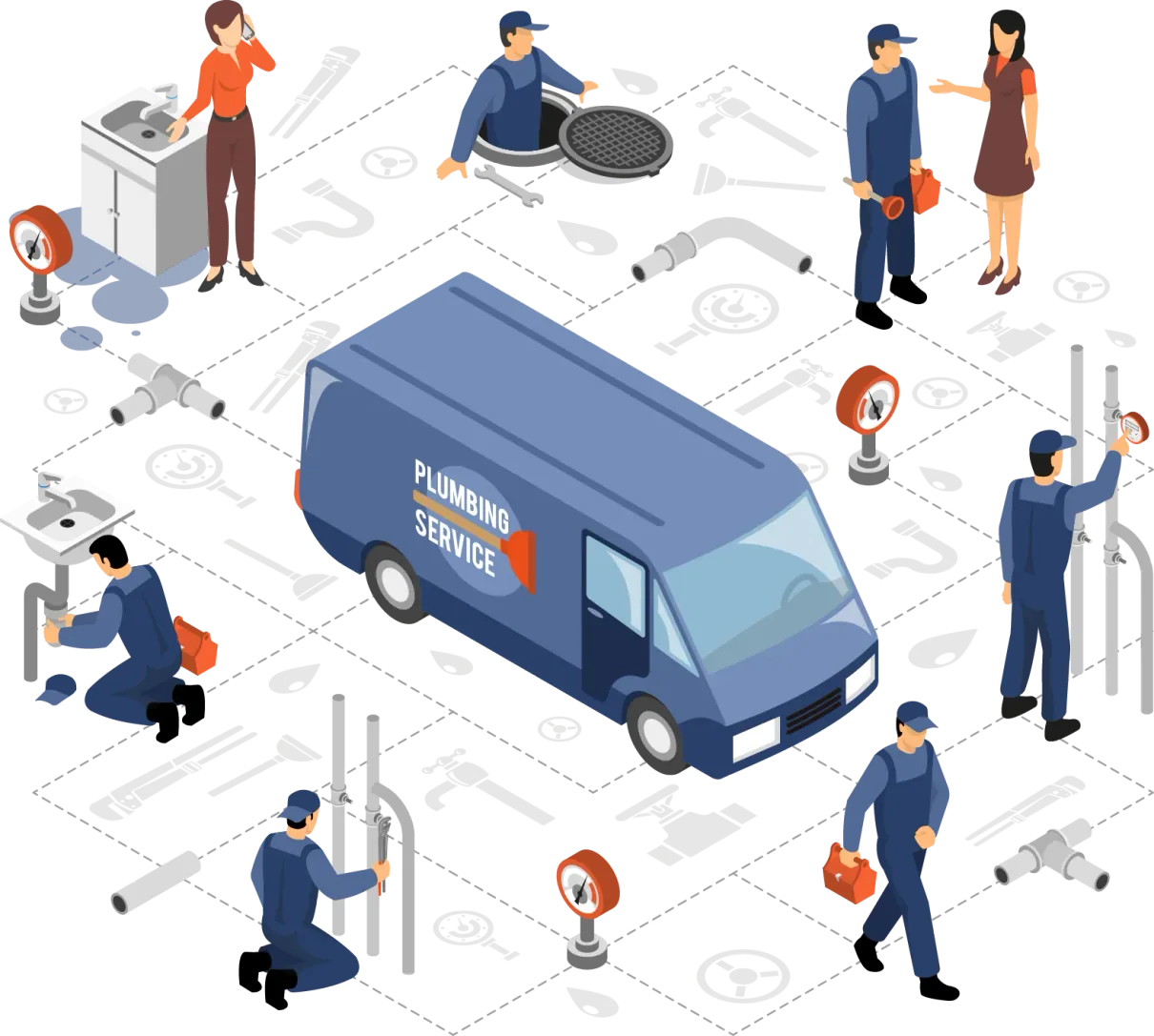 Nowak Plumbing team handling plumbing service calls