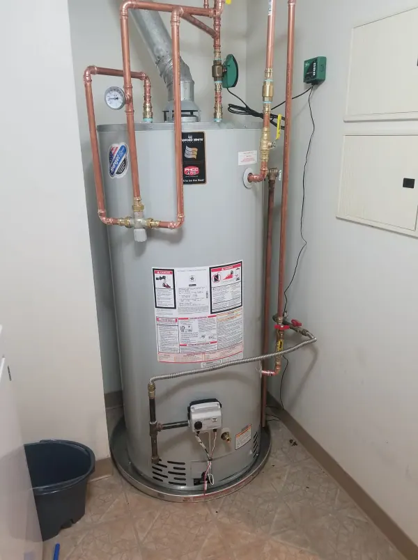 New tank water heater with copper supply lines