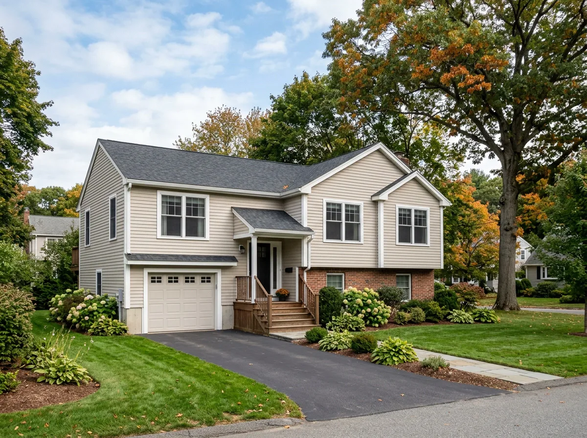Split-level home with attached garage in Millbury, Massachusetts bought for cash by Silver Homes